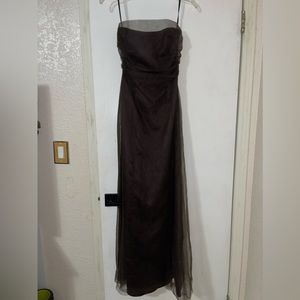 Brown Strapless Prom Dress